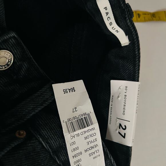 Pacsun 90’s Boyfriend Front Split High Rise Jeans Size 27 NWT Washed Black - Picture 5 of 11